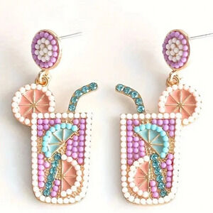 Unique Lemonade Statement Earrings - stud posts with drop - lilac, pinks, blue